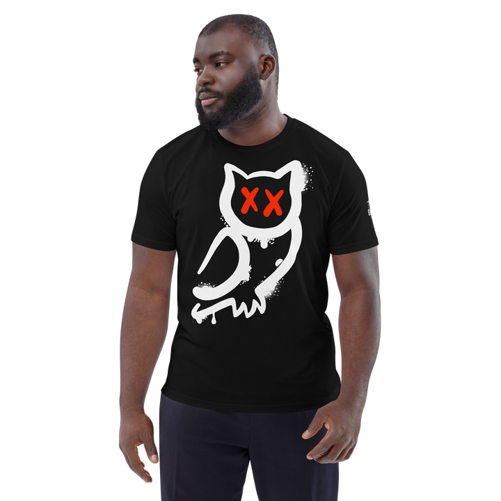 Maglietta in cotone organico unisex GUFETTO 1 BIANCO OCCHI ROSSI - Gufetto Brand 