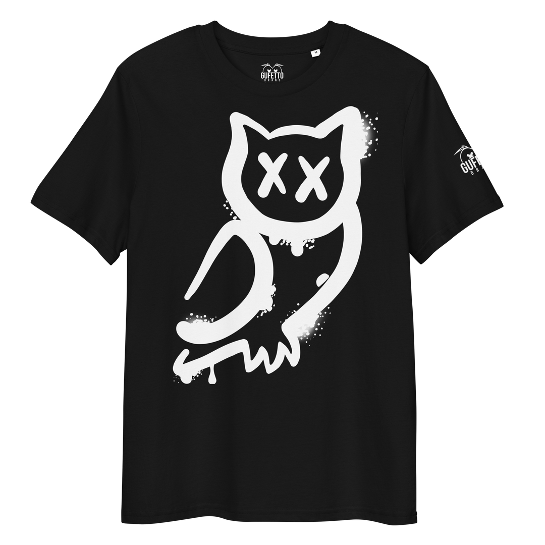 Maglietta in cotone organico unisex GUFETTO 1 BIANCO OCCHI BIANCHI - Gufetto Brand 