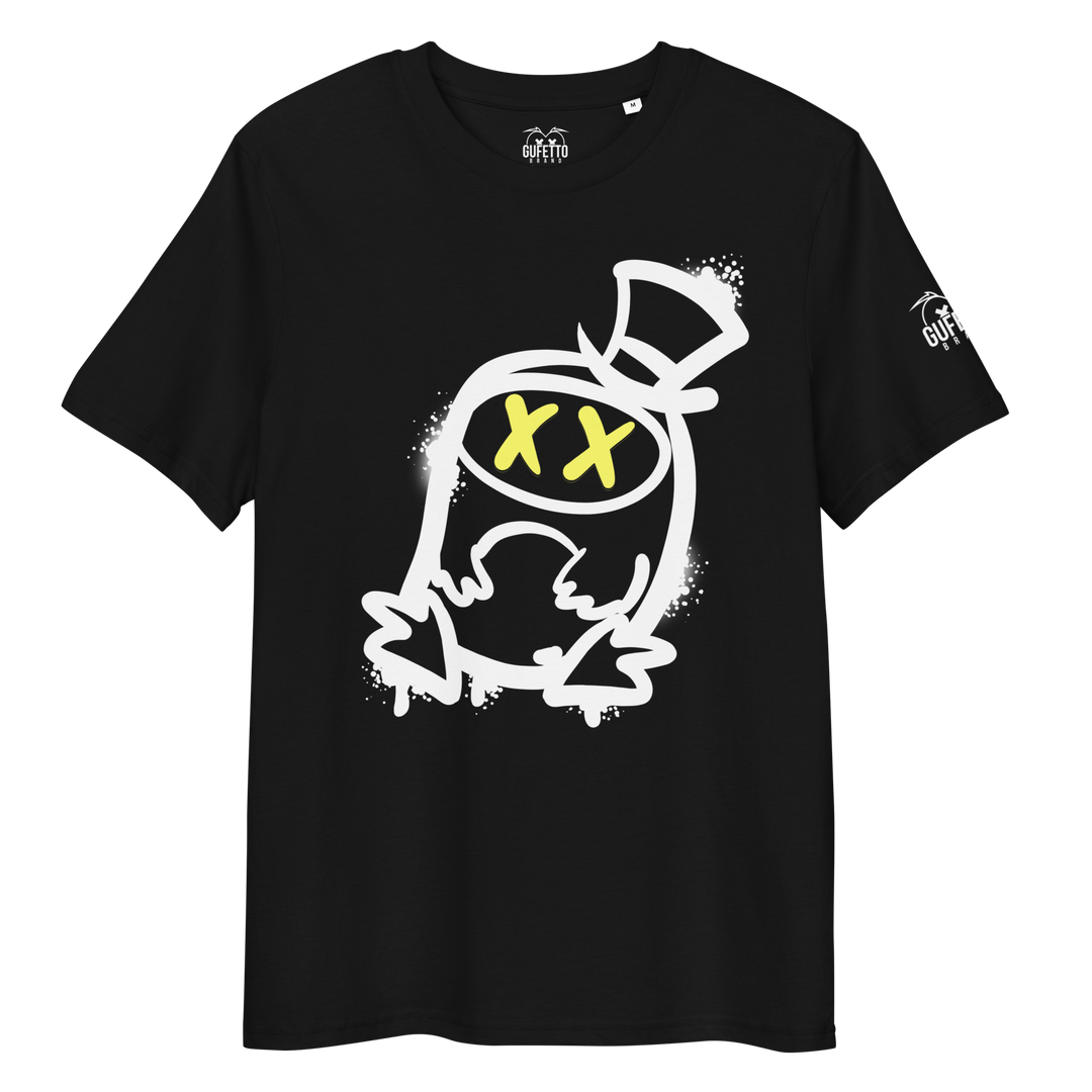 Maglietta in cotone organico unisex GUFETTO 2 BIANCO OCCHI GIALLI - Gufetto Brand 