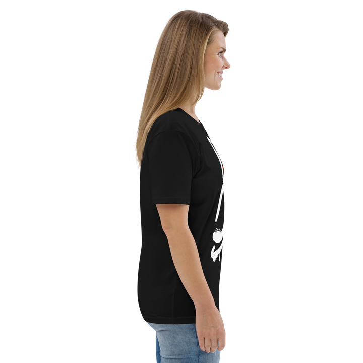 Maglietta in cotone organico unisex GUFETTO 1 BIANCO OCCHI ROSSI - Gufetto Brand 