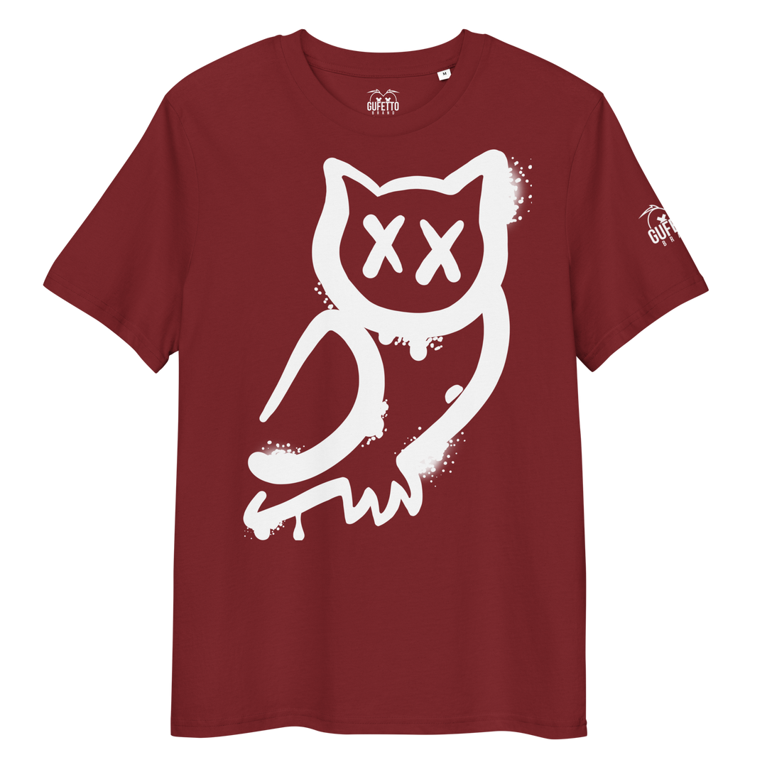 Maglietta in cotone organico unisex GUFETTO 1 BIANCO OCCHI BIANCHI - Gufetto Brand 