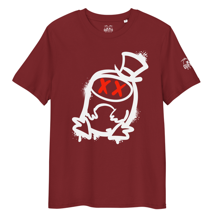 Maglietta in cotone organico unisex GUFETTO 2 BIANCO OCCHI ROSSI - Gufetto Brand 