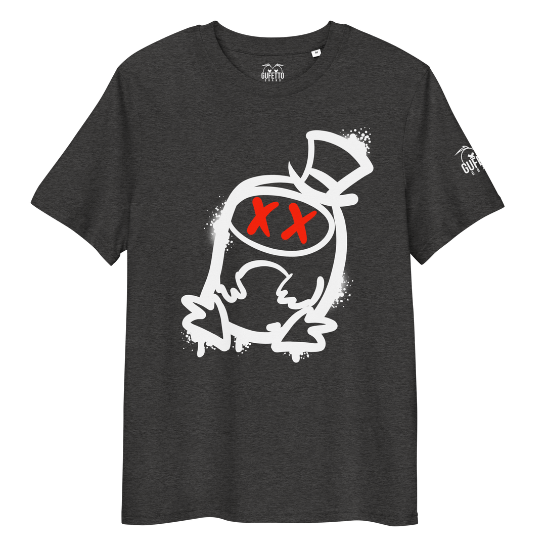 Maglietta in cotone organico unisex GUFETTO 2 BIANCO OCCHI ROSSI - Gufetto Brand 