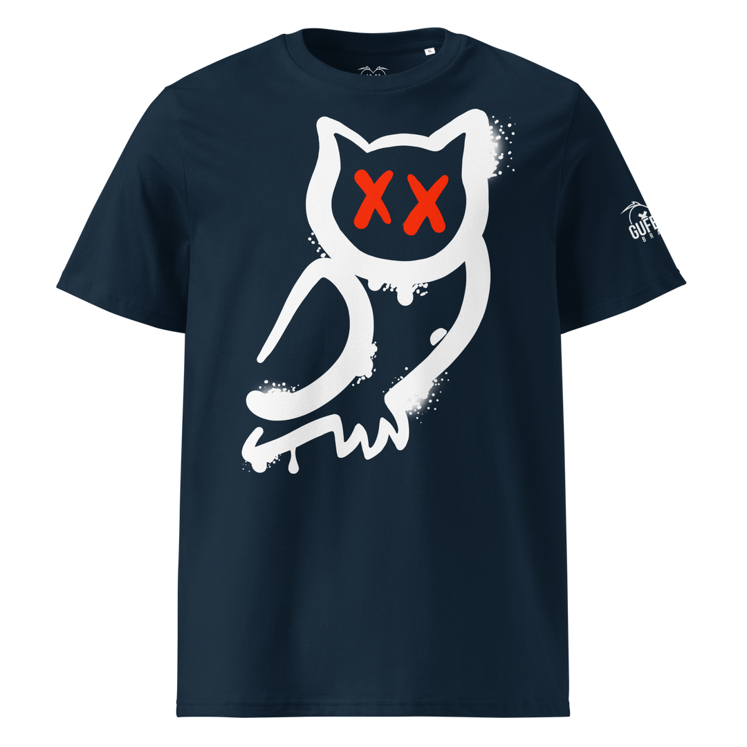 Maglietta in cotone organico unisex GUFETTO 1 BIANCO OCCHI ROSSI - Gufetto Brand 