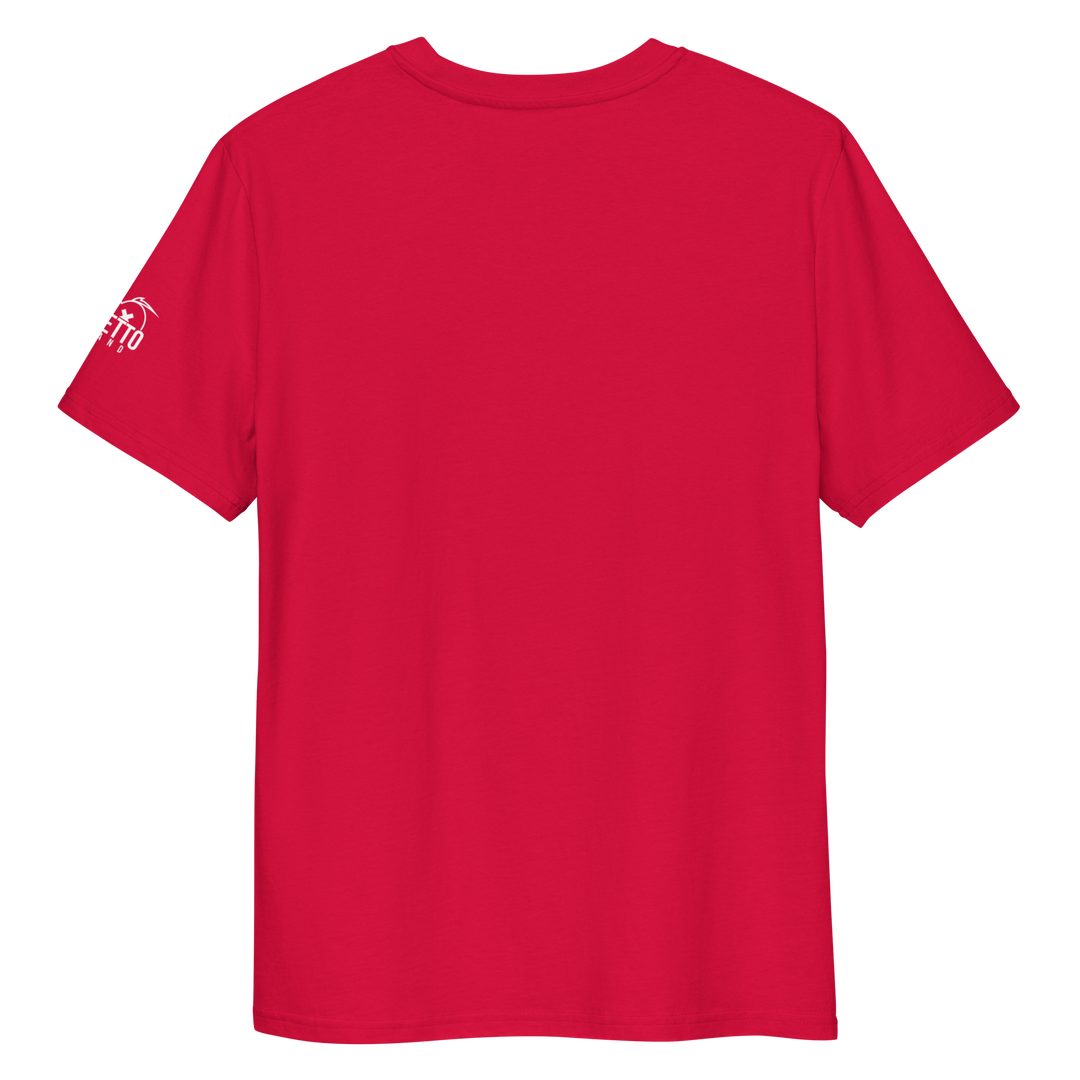 Maglietta in cotone organico unisex GUFETTO 1 BIANCO OCCHI ROSSI - Gufetto Brand 