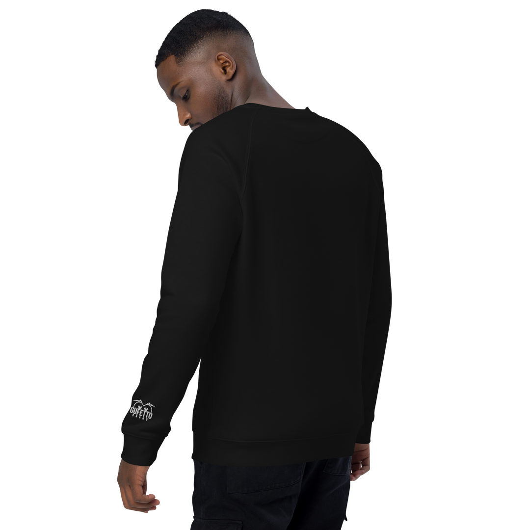 Felpa raglan in tessuto organico unisex GUFETTO OCCHI BIANCHI - Gufetto Brand 