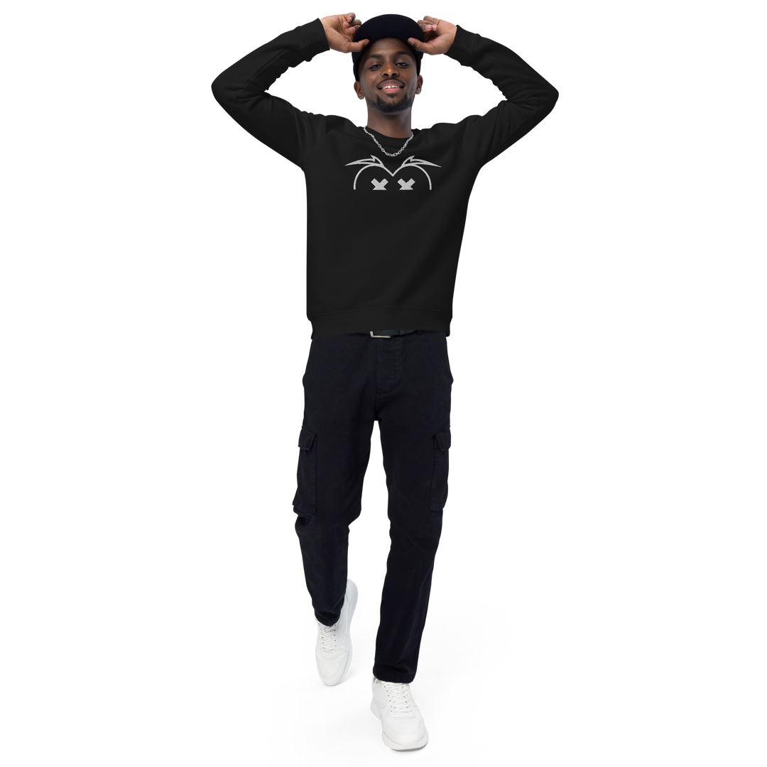 Felpa raglan in tessuto organico unisex GUFETTO OCCHI BIANCHI - Gufetto Brand 