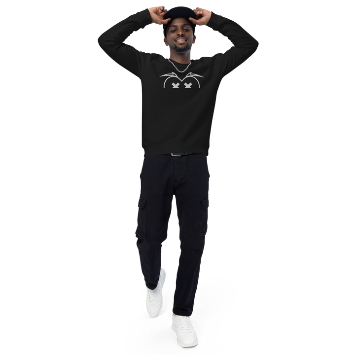 Felpa raglan in tessuto organico unisex GUFETTO OCCHI BIANCHI - Gufetto Brand 