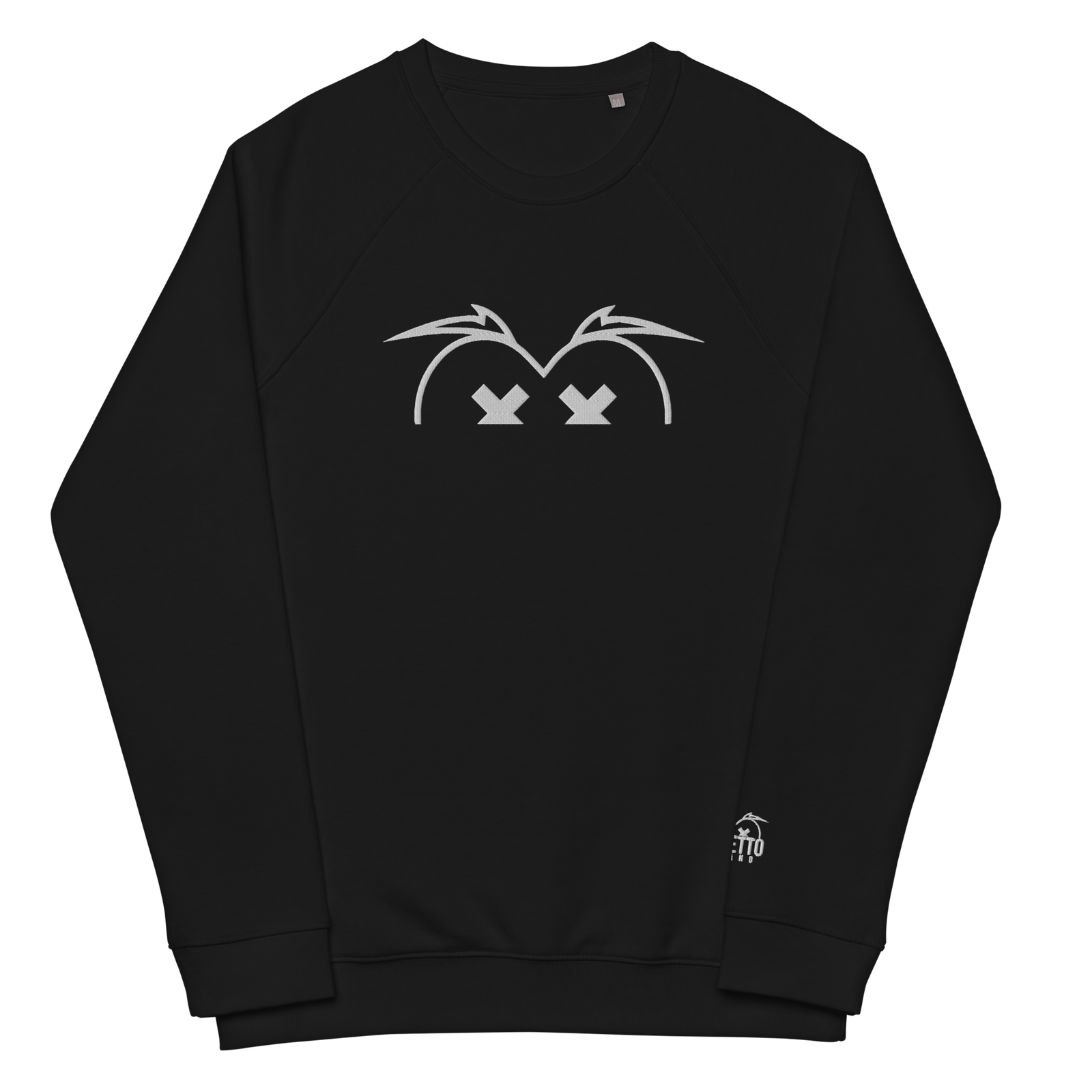 Felpa raglan in tessuto organico unisex GUFETTO OCCHI BIANCHI - Gufetto Brand 