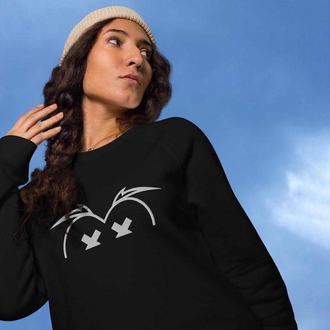 Felpa raglan in tessuto organico unisex GUFETTO OCCHI BIANCHI - Gufetto Brand 