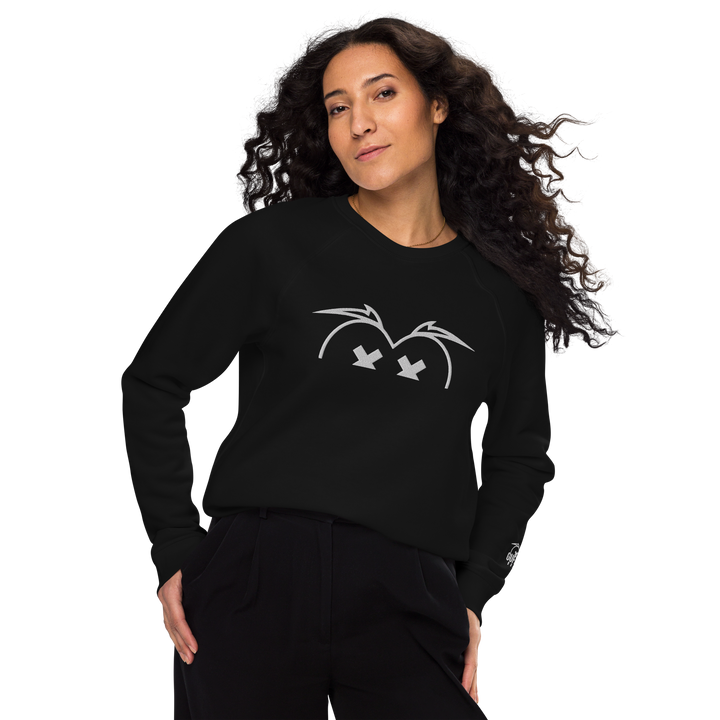 Felpa raglan in tessuto organico unisex GUFETTO OCCHI BIANCHI - Gufetto Brand 