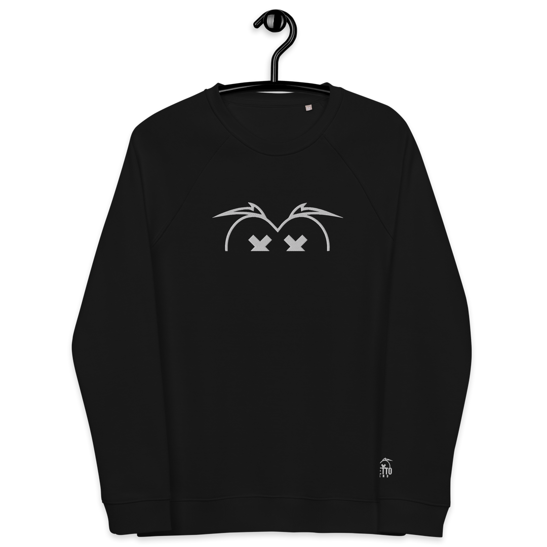Felpa raglan in tessuto organico unisex GUFETTO OCCHI BIANCHI - Gufetto Brand 