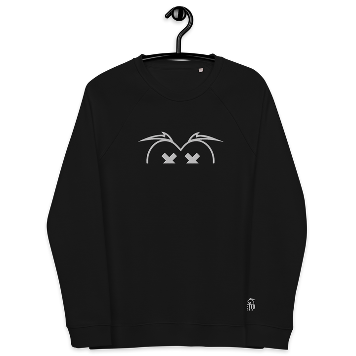 Felpa raglan in tessuto organico unisex GUFETTO OCCHI BIANCHI - Gufetto Brand 