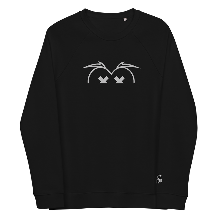 Felpa raglan in tessuto organico unisex GUFETTO OCCHI BIANCHI - Gufetto Brand 