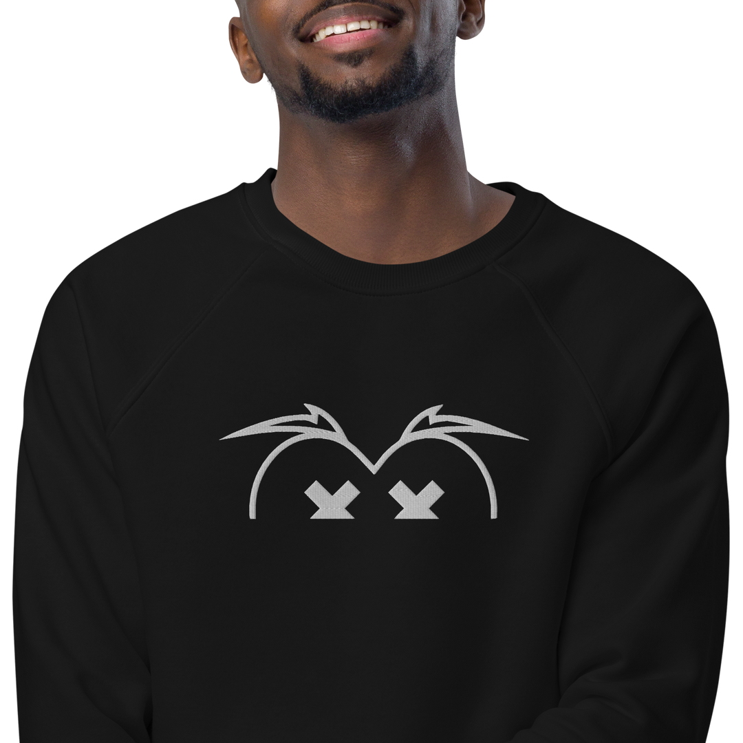 Felpa raglan in tessuto organico unisex GUFETTO OCCHI BIANCHI - Gufetto Brand 