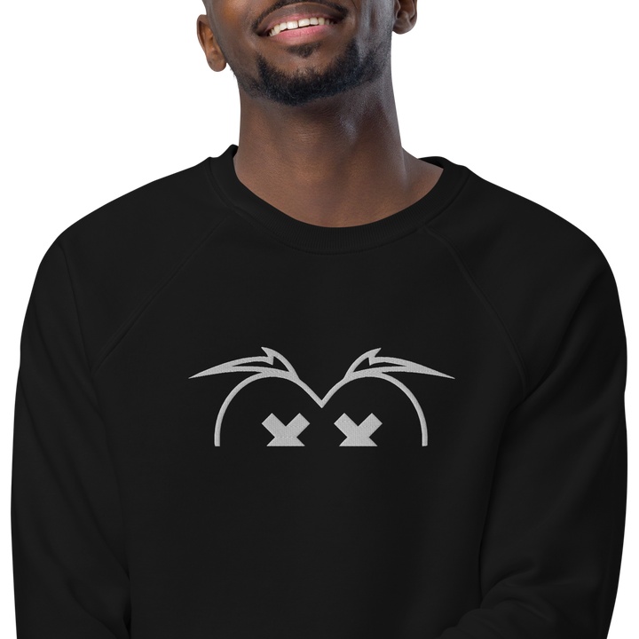 Felpa raglan in tessuto organico unisex GUFETTO OCCHI BIANCHI - Gufetto Brand 