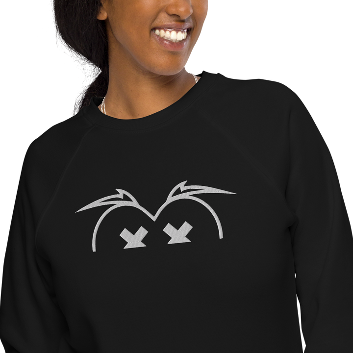 Felpa raglan in tessuto organico unisex GUFETTO OCCHI BIANCHI - Gufetto Brand 