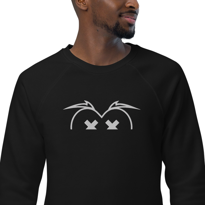 Felpa raglan in tessuto organico unisex GUFETTO OCCHI BIANCHI - Gufetto Brand 