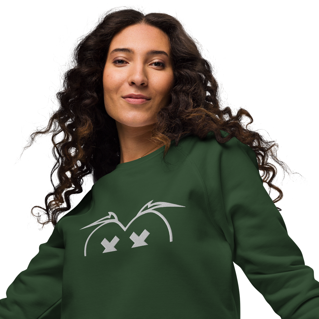 Felpa raglan in tessuto organico unisex GUFETTO OCCHI BIANCHI - Gufetto Brand 