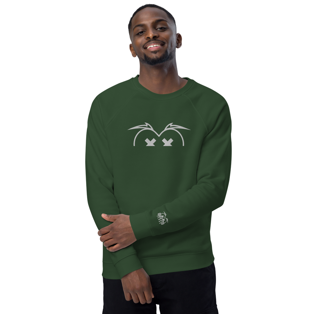 Felpa raglan in tessuto organico unisex GUFETTO OCCHI BIANCHI - Gufetto Brand 