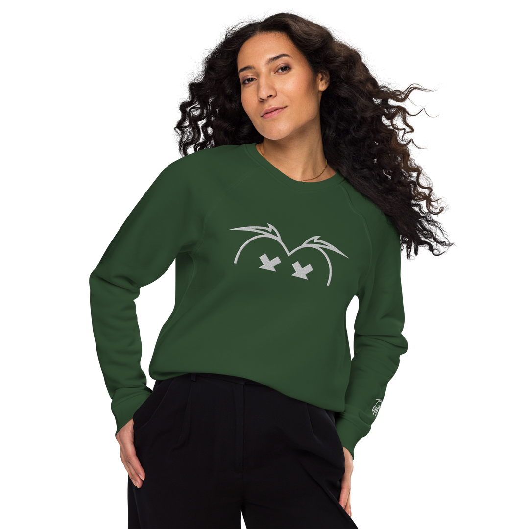 Felpa raglan in tessuto organico unisex GUFETTO OCCHI BIANCHI - Gufetto Brand 