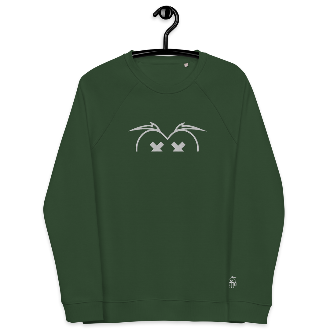 Felpa raglan in tessuto organico unisex GUFETTO OCCHI BIANCHI - Gufetto Brand 