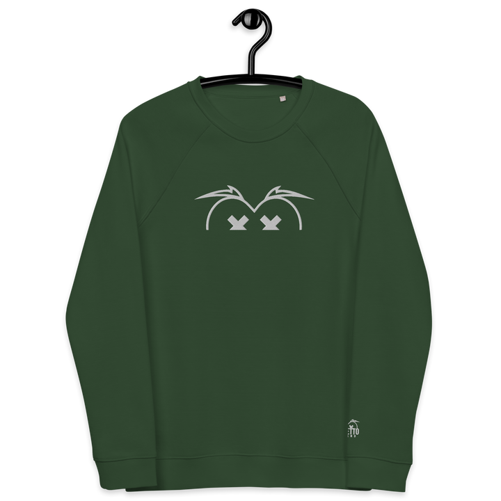 Felpa raglan in tessuto organico unisex GUFETTO OCCHI BIANCHI - Gufetto Brand 