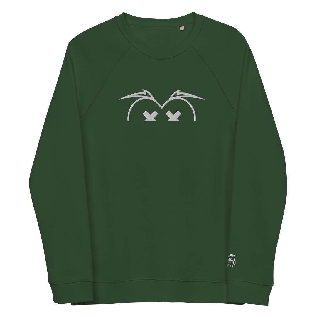 Felpa raglan in tessuto organico unisex GUFETTO OCCHI BIANCHI - Gufetto Brand 