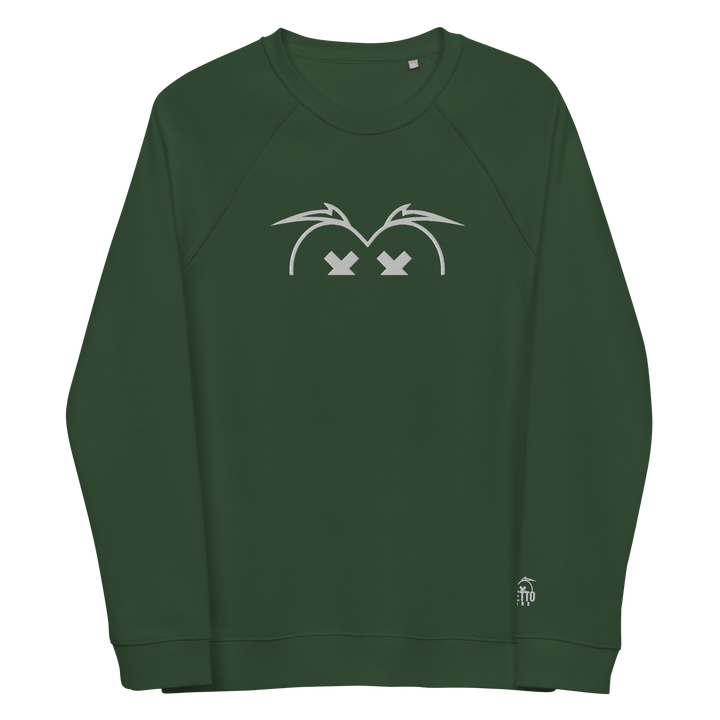 Felpa raglan in tessuto organico unisex GUFETTO OCCHI BIANCHI - Gufetto Brand 