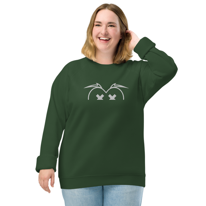 Felpa raglan in tessuto organico unisex GUFETTO OCCHI BIANCHI - Gufetto Brand 