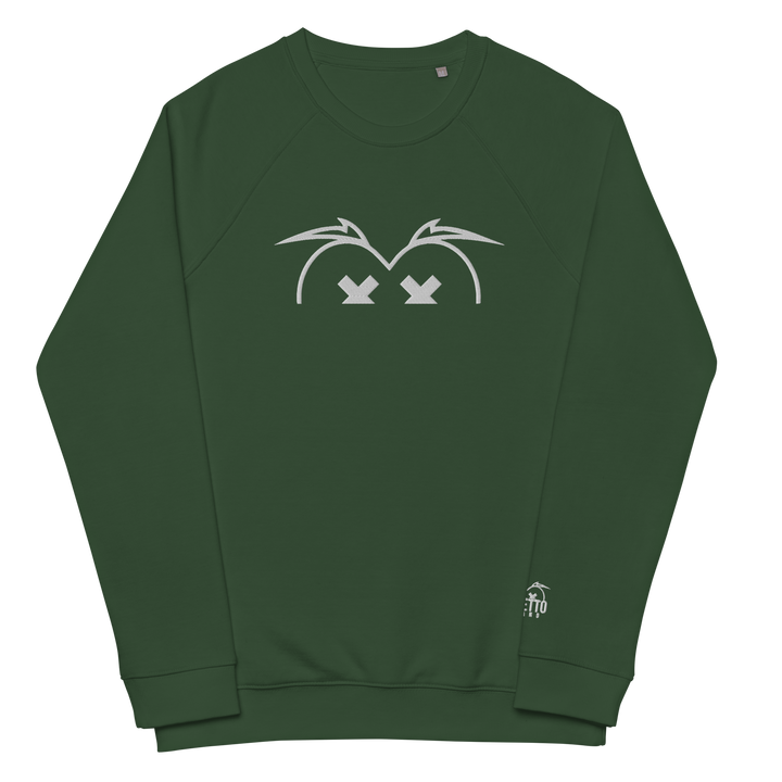 Felpa raglan in tessuto organico unisex GUFETTO OCCHI BIANCHI - Gufetto Brand 