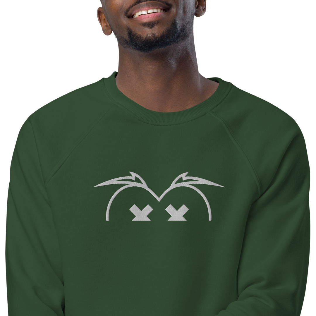 Felpa raglan in tessuto organico unisex GUFETTO OCCHI BIANCHI - Gufetto Brand 