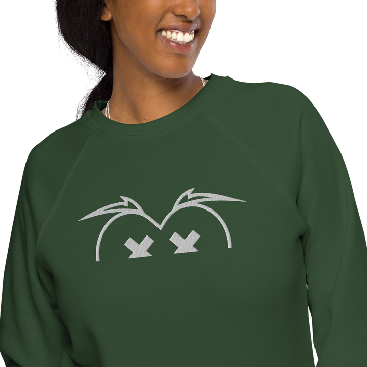 Felpa raglan in tessuto organico unisex GUFETTO OCCHI BIANCHI - Gufetto Brand 