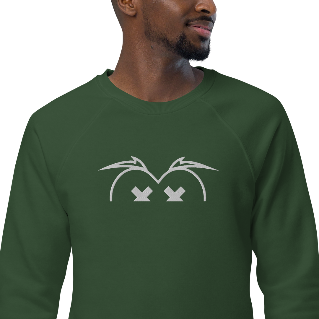 Felpa raglan in tessuto organico unisex GUFETTO OCCHI BIANCHI - Gufetto Brand 