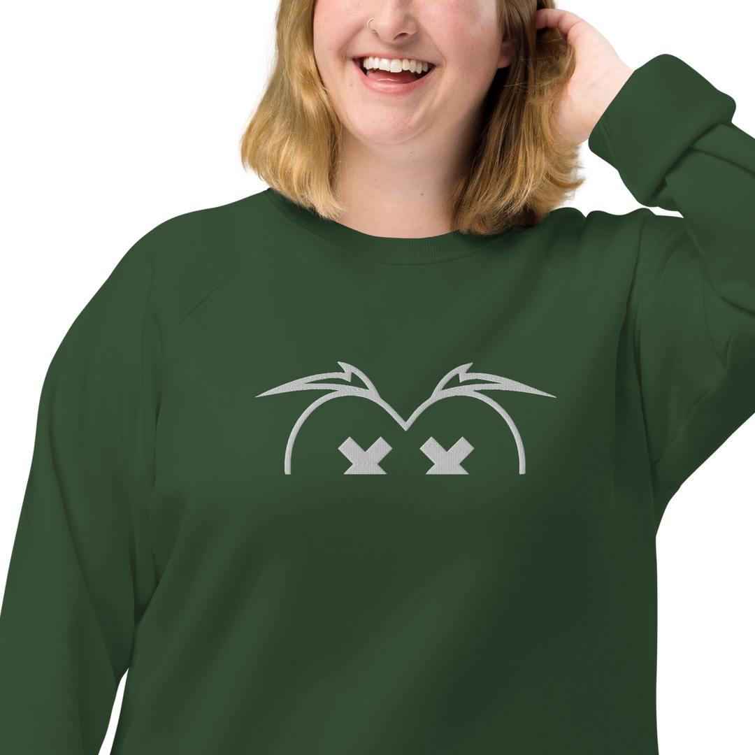 Felpa raglan in tessuto organico unisex GUFETTO OCCHI BIANCHI - Gufetto Brand 