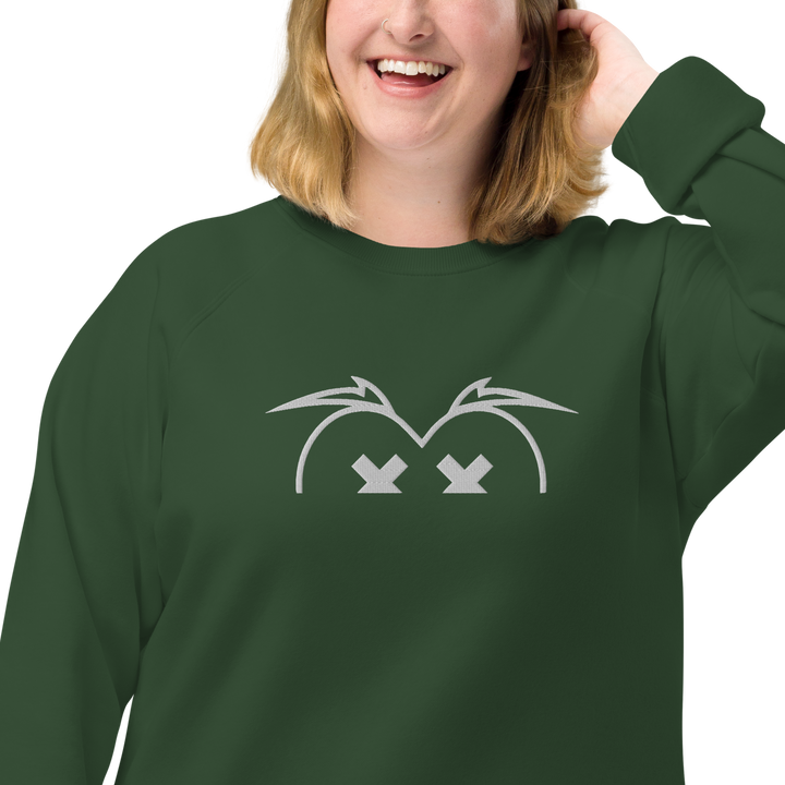 Felpa raglan in tessuto organico unisex GUFETTO OCCHI BIANCHI - Gufetto Brand 