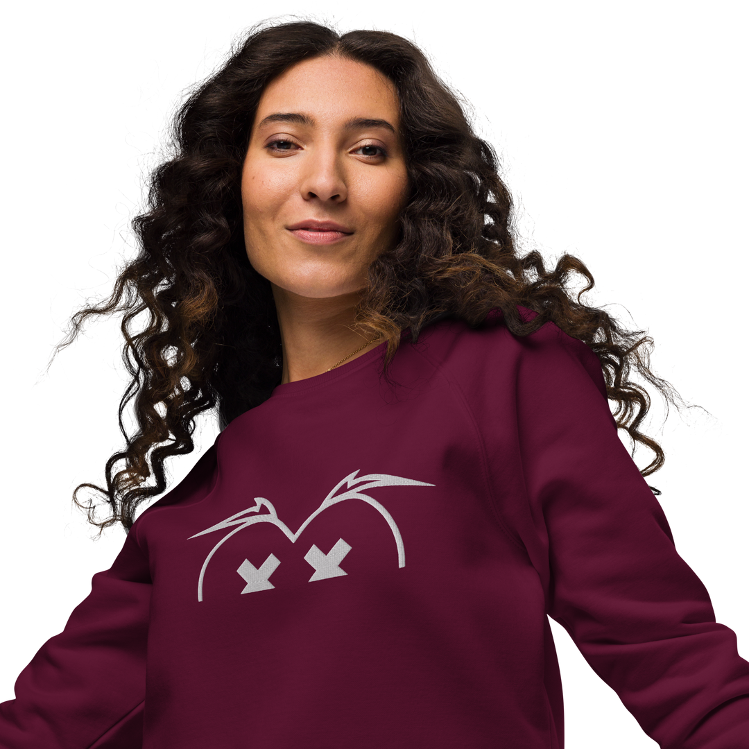 Felpa raglan in tessuto organico unisex GUFETTO OCCHI BIANCHI - Gufetto Brand 