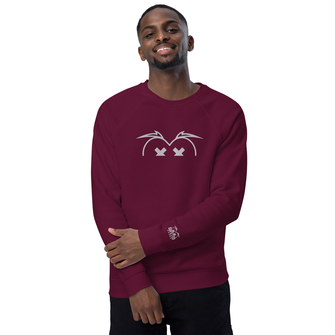 Felpa raglan in tessuto organico unisex GUFETTO OCCHI BIANCHI - Gufetto Brand 