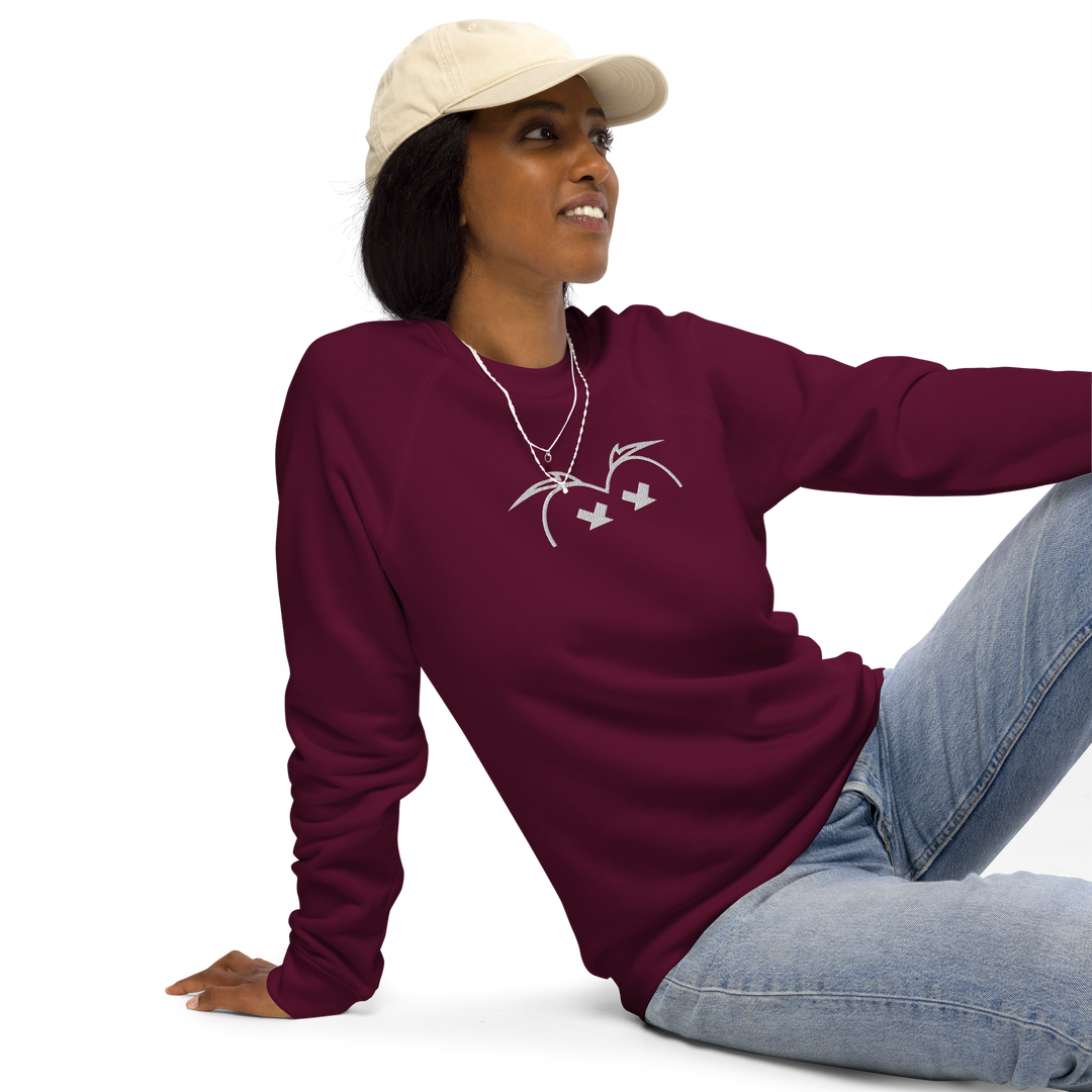 Felpa raglan in tessuto organico unisex GUFETTO OCCHI BIANCHI - Gufetto Brand 