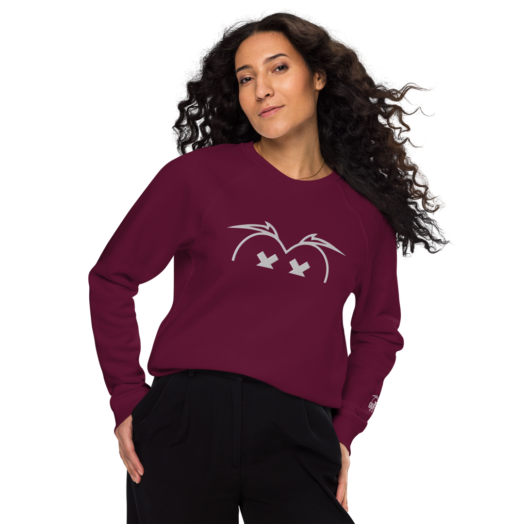 Felpa raglan in tessuto organico unisex GUFETTO OCCHI BIANCHI - Gufetto Brand 