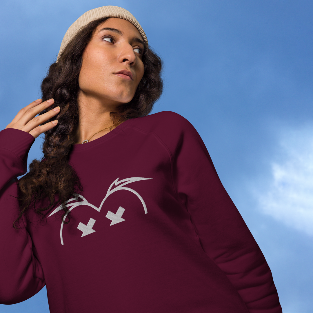 Felpa raglan in tessuto organico unisex GUFETTO OCCHI BIANCHI - Gufetto Brand 