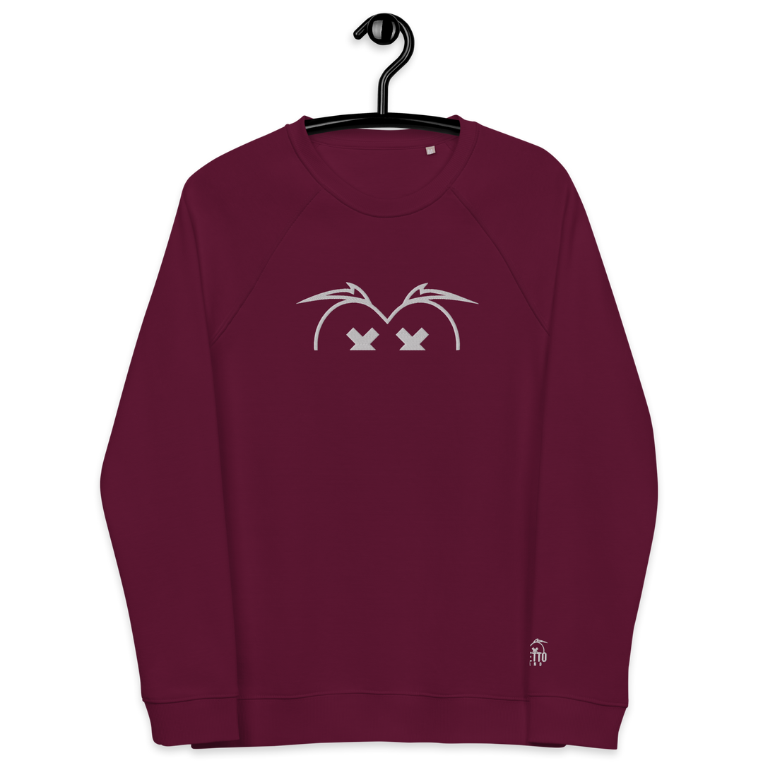 Felpa raglan in tessuto organico unisex GUFETTO OCCHI BIANCHI - Gufetto Brand 