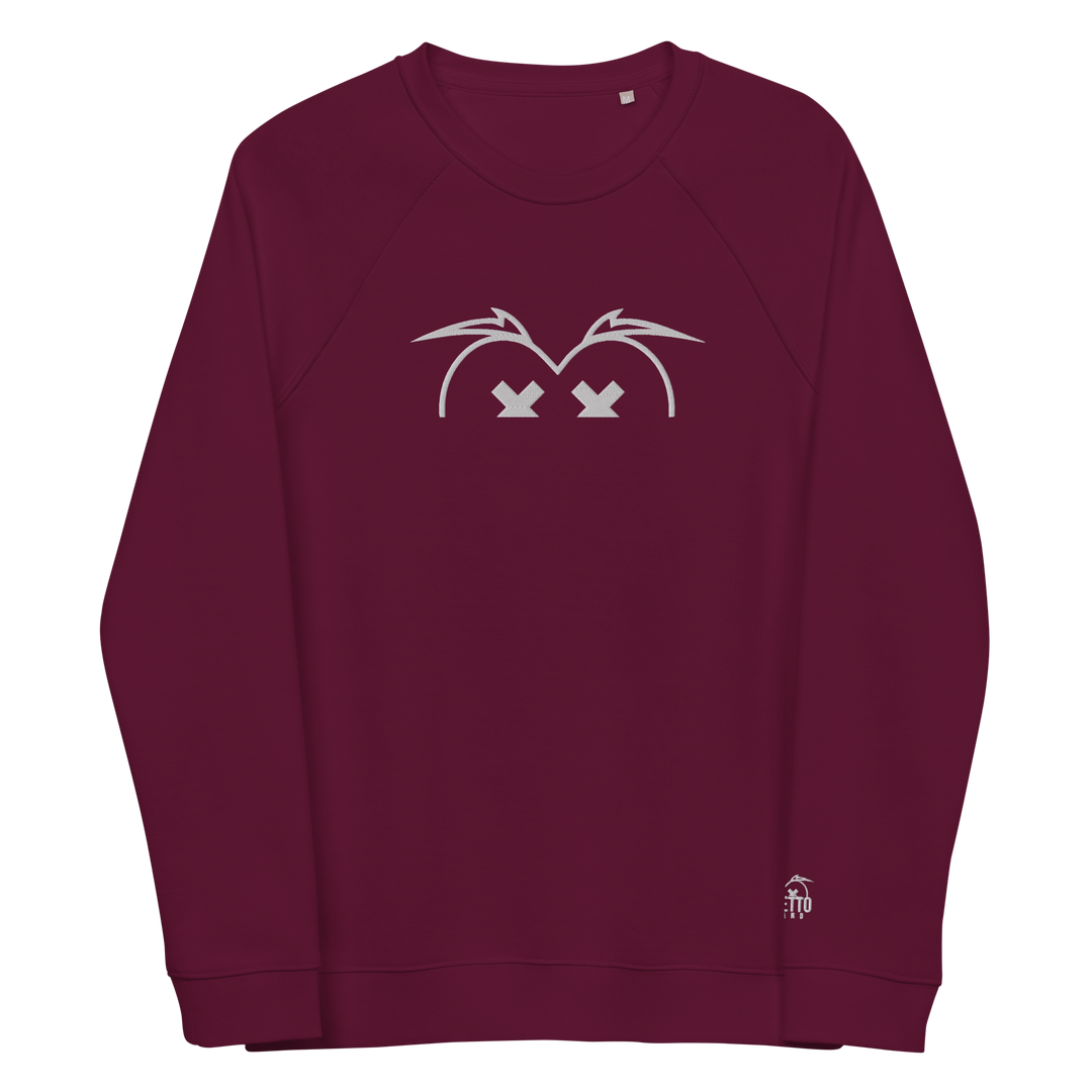 Felpa raglan in tessuto organico unisex GUFETTO OCCHI BIANCHI - Gufetto Brand 