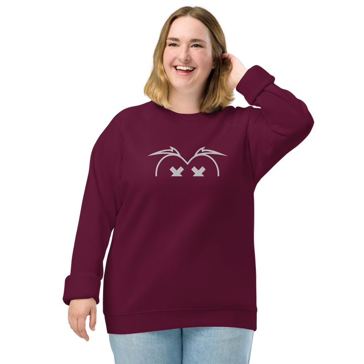 Felpa raglan in tessuto organico unisex GUFETTO OCCHI BIANCHI - Gufetto Brand 