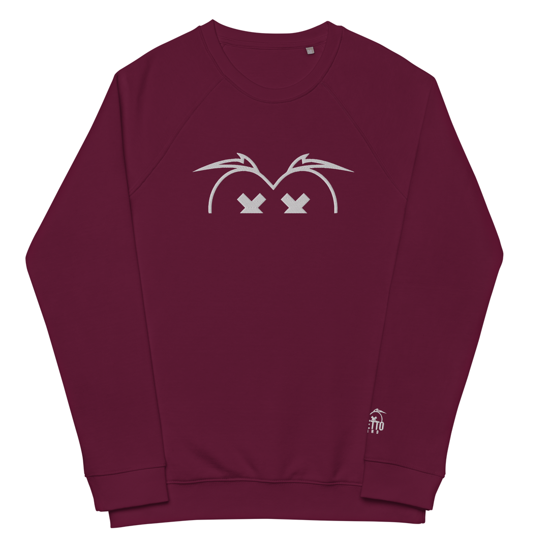 Felpa raglan in tessuto organico unisex GUFETTO OCCHI BIANCHI - Gufetto Brand 