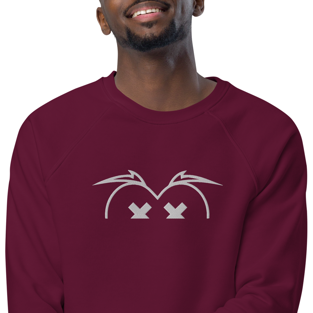 Felpa raglan in tessuto organico unisex GUFETTO OCCHI BIANCHI - Gufetto Brand 