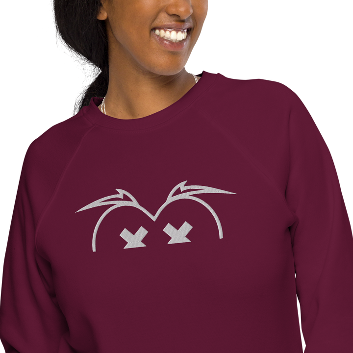 Felpa raglan in tessuto organico unisex GUFETTO OCCHI BIANCHI - Gufetto Brand 