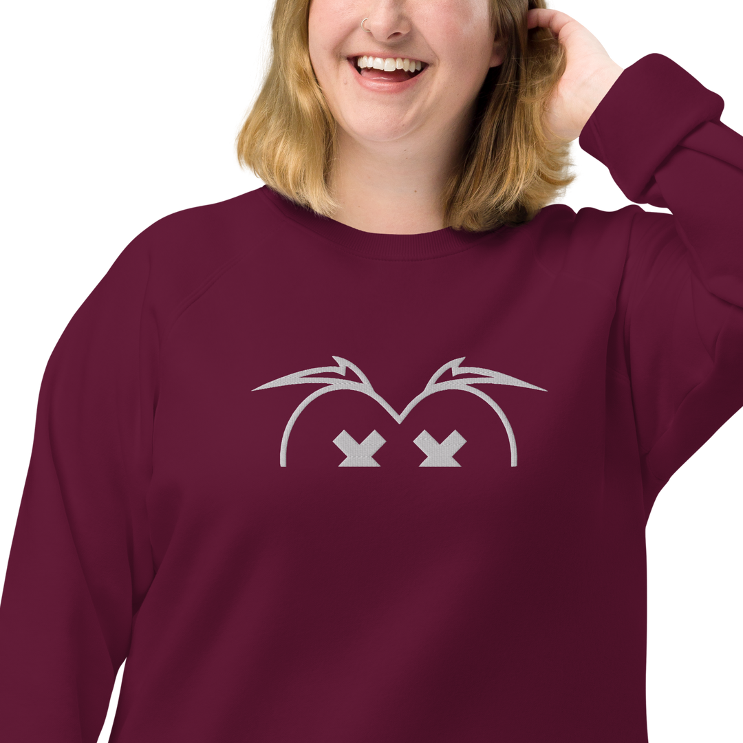 Felpa raglan in tessuto organico unisex GUFETTO OCCHI BIANCHI - Gufetto Brand 