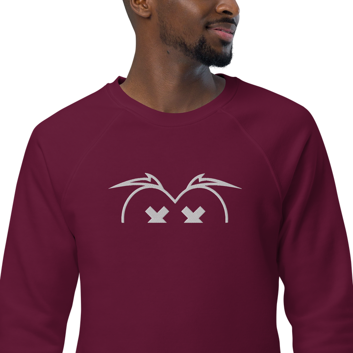 Felpa raglan in tessuto organico unisex GUFETTO OCCHI BIANCHI - Gufetto Brand 