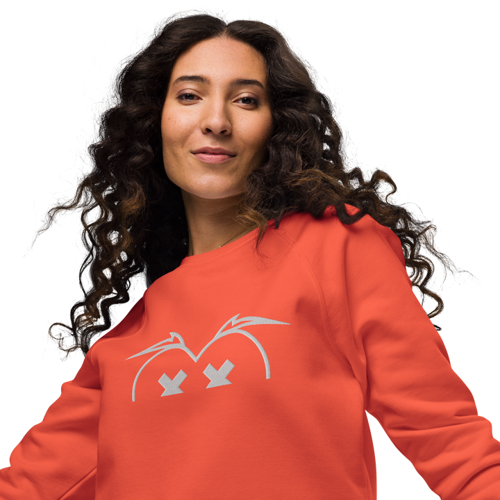 Felpa raglan in tessuto organico unisex GUFETTO OCCHI BIANCHI - Gufetto Brand 